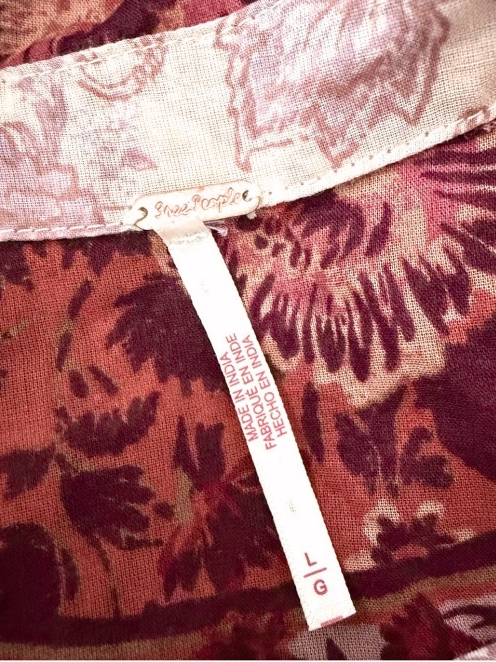 Free People Rose Bud Blouse Size L - Picture 3 of 5